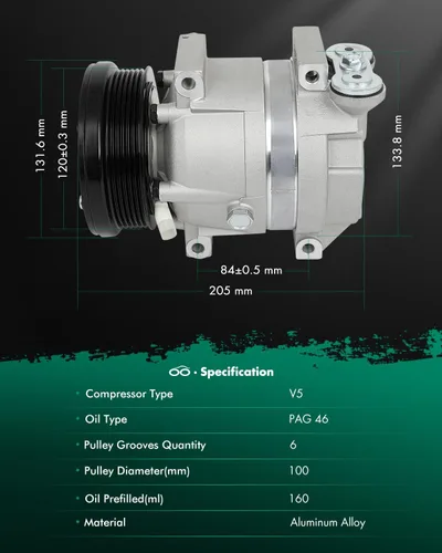 Vista 8 de Compresor de CA SCITOO para Chevy para Aveo 1.6L 2004 2005 2006 2007 2008 Fast Cooling, Ultra Low Noise (≤72 dB) Air Conditioner Compressor for