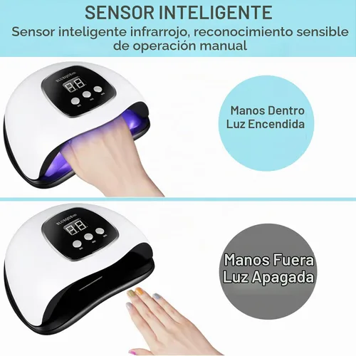 Vista 4 de BIGBEAR Luz UV para uñas, luz LED de uñas de 48 W para esmalte de gel, secador rápido de uñas con sensor automático, ajuste de 3 temporizadores