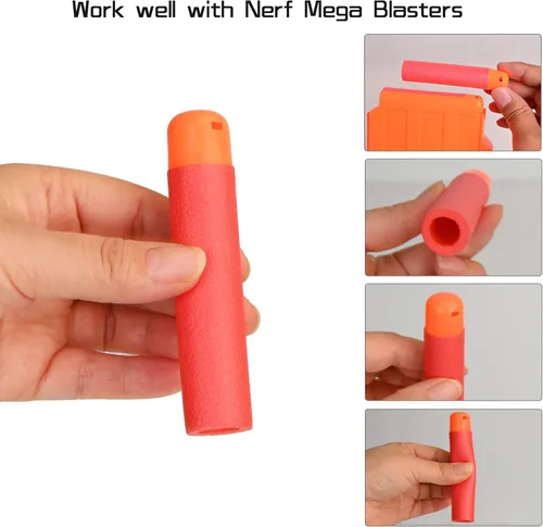 Vista 4 de Mega Dart - Paquete de repuesto de 180 piezas compatibles con pistolas Nerf N-Strike Mega Series, color rojo