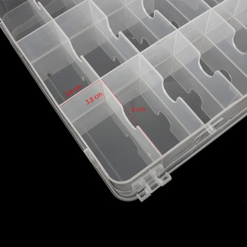 Vista 5 de Organizador de costura de 46 rejillas, almacenamiento de caja de hilos de doble cara, caja organizadora portátil de plástico transparente