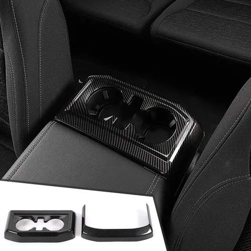 Vista 10 de GZXinWei Panel de Cubierta del Portavasos de la Consola Central Trasera Adhesivo de Marco de Decoración de Ajuste Interior Accesorios para F150