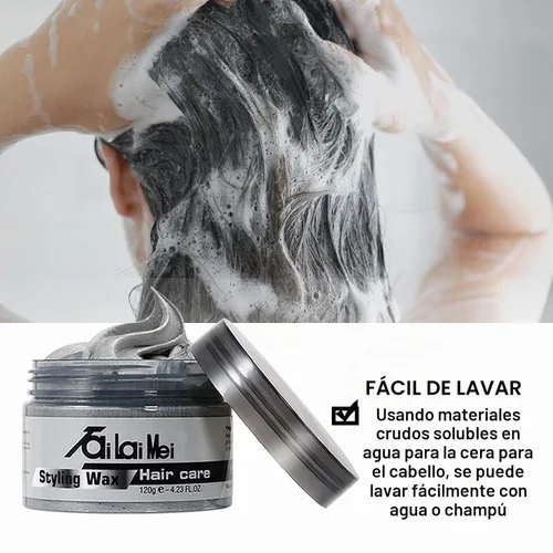 Vista 3 de Cera temporal gris para cabello, 4.23 oz, cera para peinado instantáneo, para fiesta, cosplay, discoteca, bailes de máscaras, Halloween