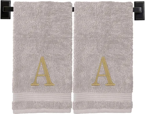 Vista 43 de Toallas de mano con monograma para baño, algodón turco de lujo, bordadas en Estados Unidos, juego de 2, elige el color del juego