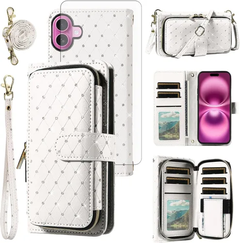 Vista 139 de Funda para teléfono iPhone 6 6S con cremallera y protector de pantalla con protector de pantalla, correa de cordón cruzado, ranura para iPhone 6 Six