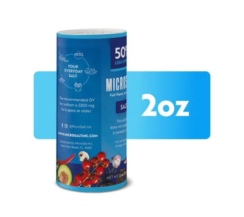 Vista 5 de Microsalt 50 % menos de sal de sodio, sustituto de sal regular, sal de condimento para cocinar, condimentar y hornear, sabor completo, menos sodio