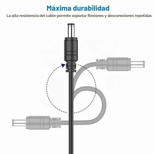 Vista 2 de Paquete de 2 cables de extensión CC de 10 pies de 0.217 in x 0.083 in, cable de extensión de alimentación universal de 12 V CC para cámara de Negro