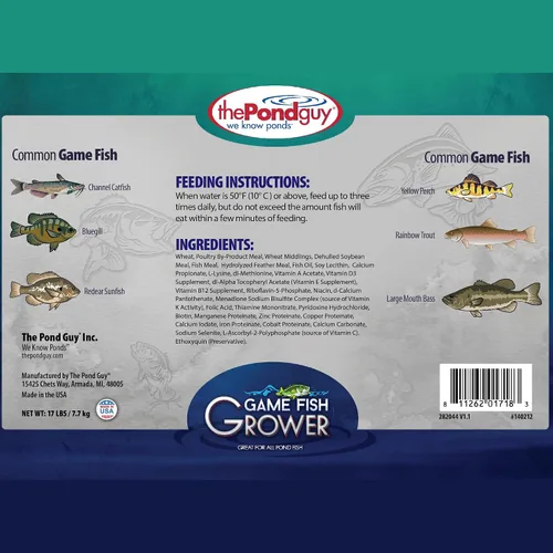 Vista 2 de The Pond Guy Game Fish Grower - Alimento flotante de pellets, nutrición acuática completa para lubina, trucha y bagre en estanques y lagos de agua