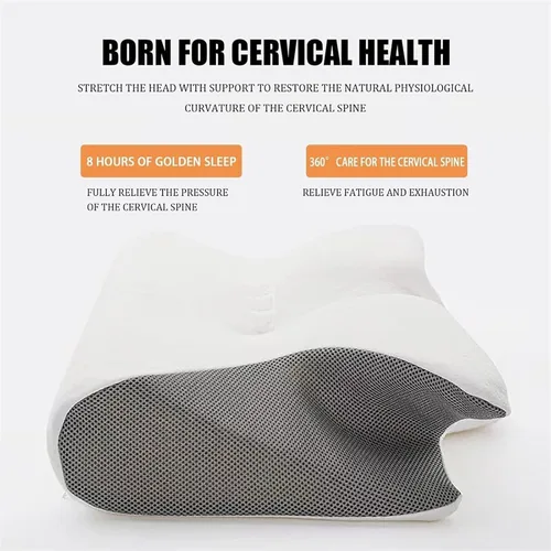 Vista 2 de Almohadas ergonómicas para el dolor de cuello y hombros, almohada de espuma viscoelástica, almohadas ortopédicas para dormir de lado, almohada Azul