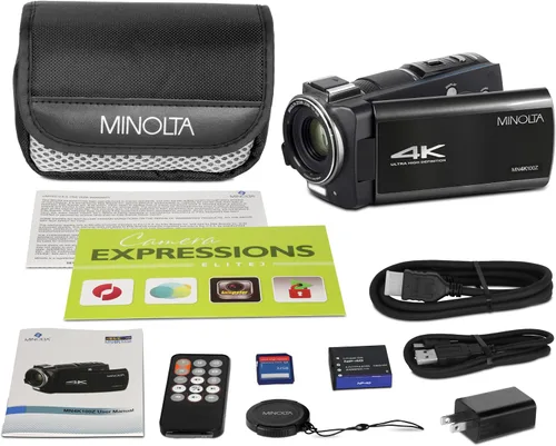 Vista 12 de Minolta MN4K100Z 28MP 4K Ultra HD 3.5" Touch Night Vision Videocámara, B Negro