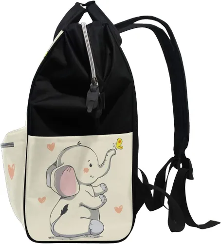 Vista 4 de Bolsa de pañales Mochila Pretty Smiling Elephant Casual Daypack Bolsas de pañales multifuncionales, Multi, Mochilas Daypack