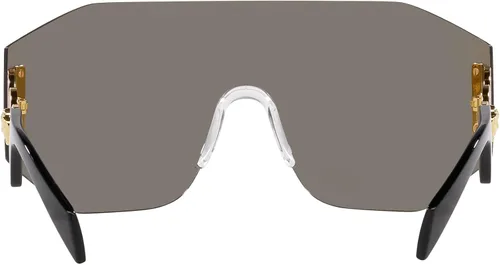 Vista 4 de Versace Gafas de sol unisex, montura plateada con espejo gris, lentes plateadas, 0.000 in