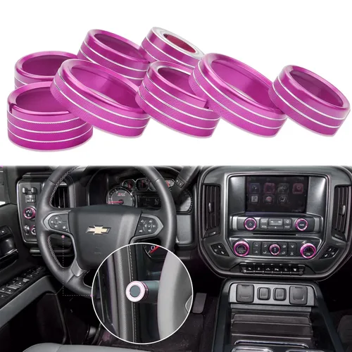 Vista 7 de Botón de interruptor de luz de radio de CA, cubierta de perilla de consola central para Chevy Silverado y GMC Sierra Accesorios 2014 2015 2016 2017