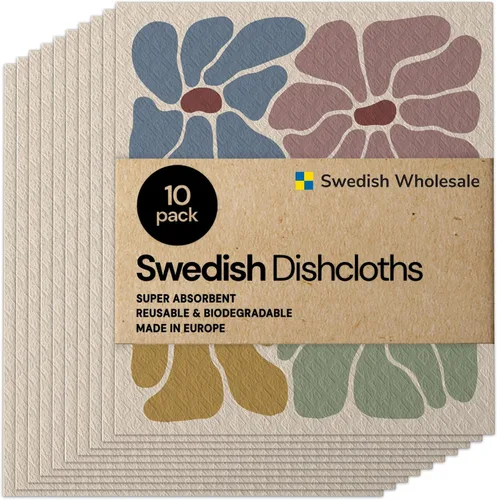 Vista 12 de Paños de esponja de celulosa sueca para platos, paquete de 10 paños de limpieza ecológicos, sin olor, reutilizables, para cocina, absorbente