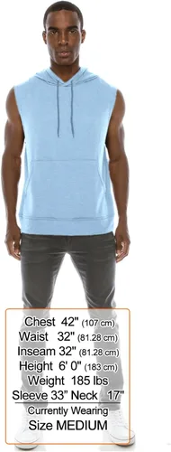 Vista 3 de JC DISTRO USA-made Mens Active Lightweight Soft Fabric Sleeveless Hoodie