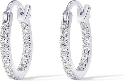 Vista 3 de PAVOI 14K Gold Plated 925 Sterling Silver Post Cubic Zirconia Hoop Earrings 3015mm