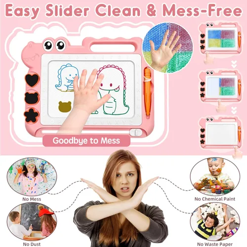 Vista 4 de AiTuiTui - Pizarrón de dibujo magnético para niños pequeños, juguetes regalo para niños y niñas, bloc de bocetos de color para escribir, garabatos