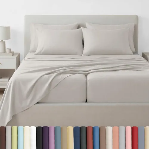 Vista 31 de Southshore Fine Living, Inc. Juego de sábanas de 4 piezas, 21 pulgadas de profundidad con sábana bajera, microfibra suave, sábana encimera de gran