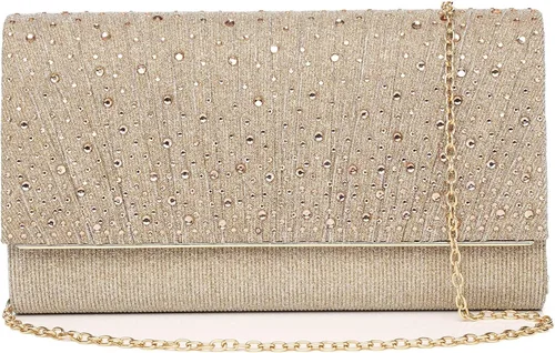 Vista 8 de DETARA Bolsos de noche para mujer, con lentejuelas y purpurina para mujer, bolso de mano brillante, bolso formal para boda, fiesta, baile