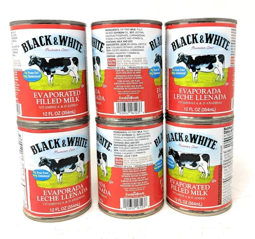 Vista 3 de Leche rellena evaporada blanca y negra, 12 onzas líquidas, paquete de 6