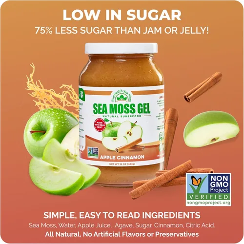 Vista 7 de Gel orgánico de musgo de mar (8 sabores) – 16 onzas – fruta real – musgo de mar silvestre