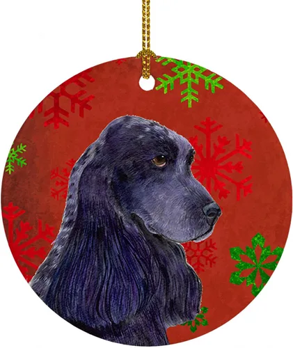 Vista 44 de Caroline's Treasures Affenpinscher - Adorno de cerámica para colgar en el árbol de Navidad con copos de nieve rojos y verdes, para el hogar