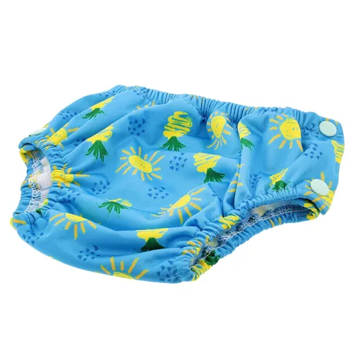 Vista 5 de Pañal de natación ajustable para niños pequeños, tamaño 5 y 6, color azul, con piña, reutilizable