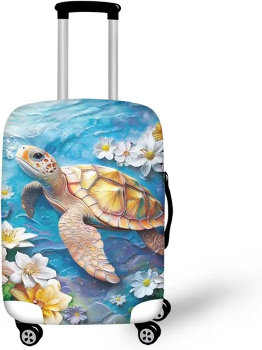 Vista 46 de COEQINE Funda para equipaje de viaje, protector de maleta, funda de equipaje lavable, tamaño S-XL (18-32 pulgadas), Blue Capy Bara Swim, L