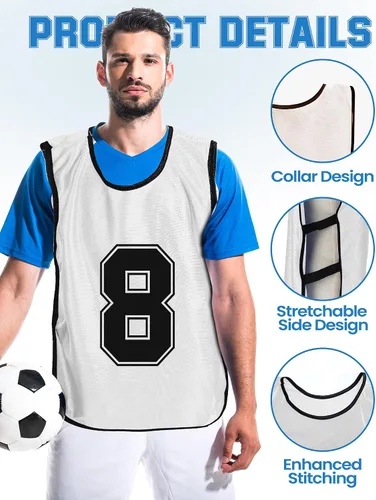 Vista 3 de Suhine 48 piezas de Penny de fútbol para deportes, varios colores, chalecos de fútbol Scrimmage Team Practice Jersey para adultos y niños
