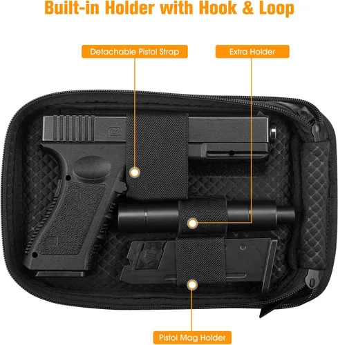 Vista 2 de FINPAC Bolsa de transporte oculta para pistola, funda suave para pistola, riñonera para cinturón para armas de fuego con funda para pistola, pistola