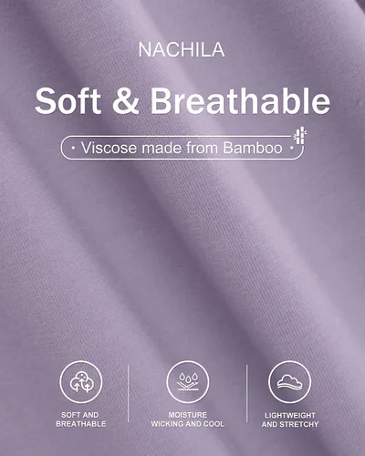 Vista 4 de NACHILA Camisones para mujer, viscosa hecha de bambú, cuello en V, manga corta, ropa de dormir fresca S-2X