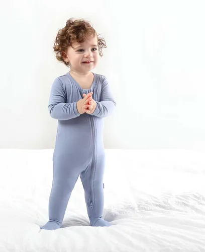 Vista 6 de RRP Pijama unisex de rayón de bambú para bebé, pijama suave para dormir, cierre de cremallera de 2 vías, 0-18 meses
