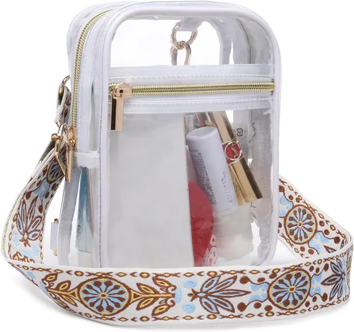 Vista 41 de Bolso cruzado aprobado por estadios para mujer, bolsa transparente para estadios para eventos deportivos, conciertos