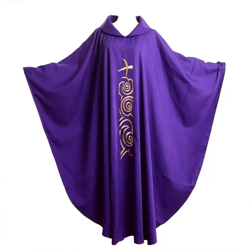 Vista 2 de BLESSUME Vestiduras de casulla Iglesia púrpura sacerdote ropa