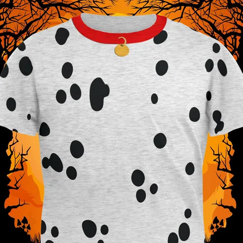 Vista 5 de Disfraz de perro dálmata cuello rojo camiseta suave para hombre