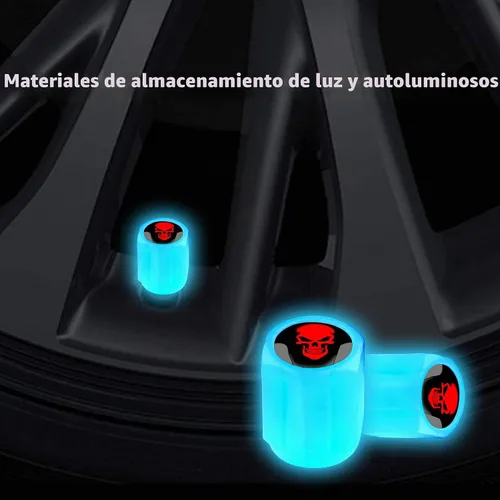 Vista 4 de 16 tapones fluorescentes para válvulas de neumáticos, accesorios de decoración universales para Calavera/Azul-16 piezas