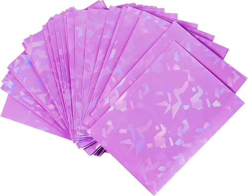 Vista 16 de 100 fundas holográficas negras para tarjetas, ajuste perfecto, fundas brillantes para tarjetas coleccionables, tamaño estándar, compatibles