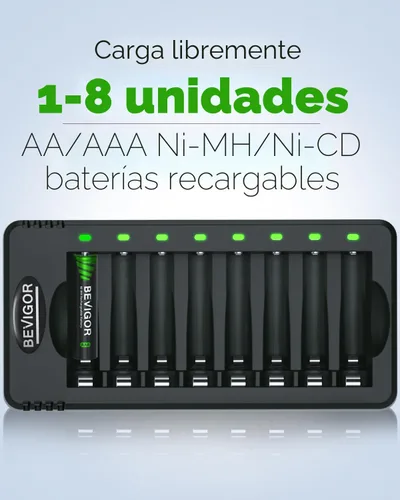 Vista 6 de BEVIGOR - Batería recargable NiMH AA AAA con cargador 8AA y 8AAA