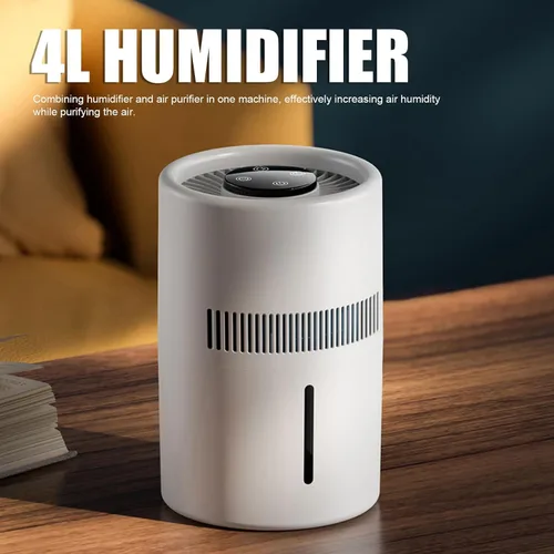 Vista 3 de Purificador de aire y humidificador, 2 en 1, 5 W, 4 L, tanque de agua, silencioso, humidificador evaporativo y purificador de aire, combo