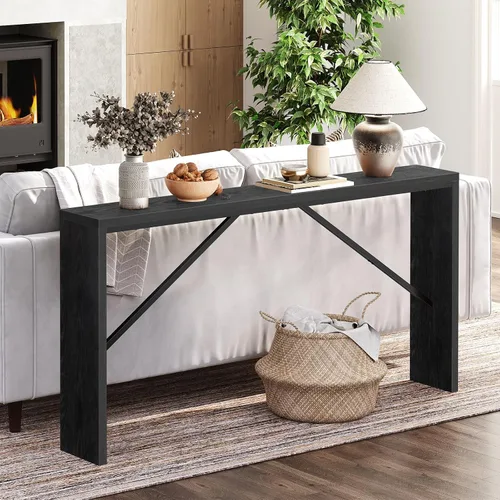 Vista 2 de MAHANCRIS Mesa consola, mesa de sofá de 62.2 pulgadas de largo detrás del sofá, mesa de entrada estrecha, mesa de comedor de granja con marco