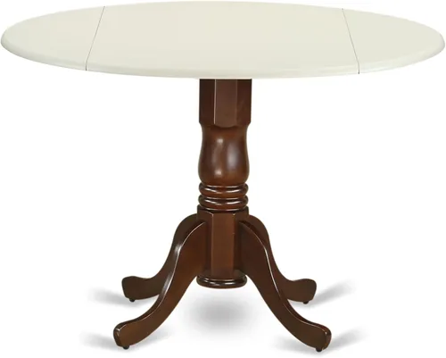 Vista 10 de East West Furniture DLT-BLK-T mesa de comedor redonda - con tapa redonda y 2 hojas desplegables y pata de pedestal, 42x29.5 pulgadas, acabado negro