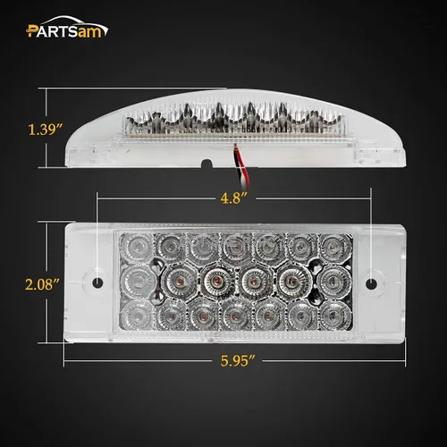 Vista 7 de Partsam 2 luces LED rectangulares rojas de 6 pulgadas para remolque, 21 diodos con reflectores+par de luces de marcador frontal lateral ámbar de 6