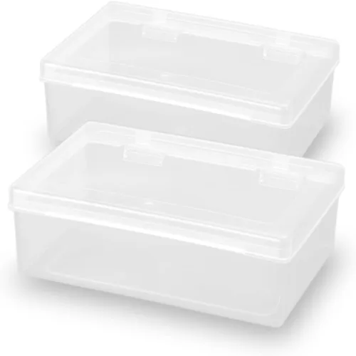 Vista 10 de Mini contenedores rectangulares transparentes de almacenamiento con tapa (4.53 x 2.95 x 3.39 pulgadas), caja rectangular para pastillas, joyas