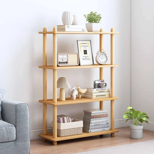 Vista 9 de IOTXY 3-Tier Wooden Shelf Bookcase, Freestanding Open Bookshelf, Oak