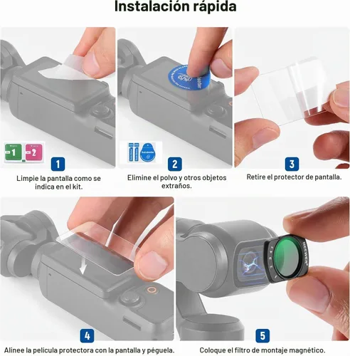 Vista 7 de NEEWER Filtro ND2-32 variable compatible con DJI Osmo Pocket 3, filtro magnético ND ajustable de 1 a 5 paradas limitadas, accesorios para cámara