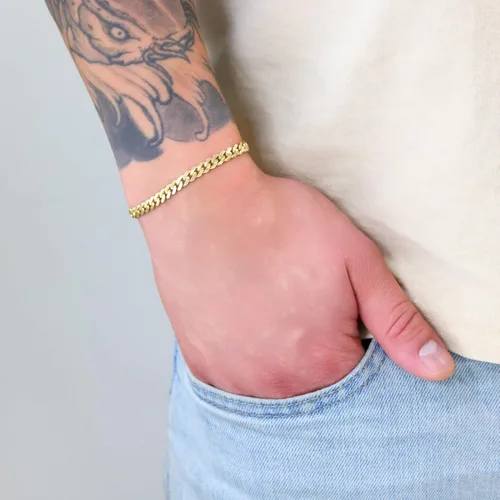 Vista 6 de Nuragold Pulsera de eslabones cubanos Miami de oro amarillo real de 10 quilates, 0.197 in, joyería italiana para hombres y mujeres