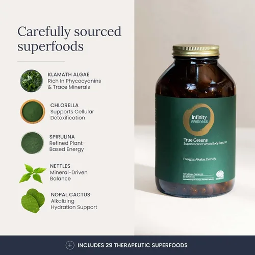 Vista 3 de Cápsulas de superalimentos, cápsulas a base de algas verdes azules con 28 superalimentos orgánicos, sin rellenos ni pastos, energía y longevidad