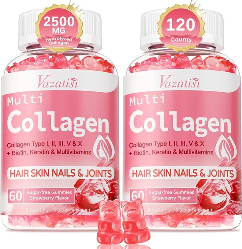 Vista 8 de Gomitas de péptido de colágeno para mujeres y hombres, sin azúcar, colágeno hidrolizado con biotina para cabello, piel, uñas y digestión, proteína