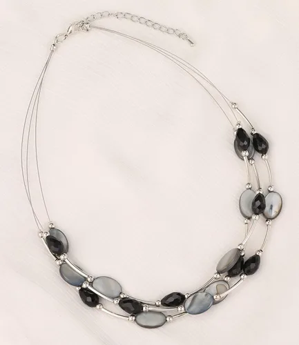 Vista 4 de PEARL&CLUB Collar de cristal en capas para mujer, gargantilla con cadena de plata gruesa, regalos de cumpleaños para mujer