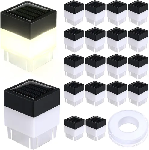 Vista 9 de Tujoe Luces solares para poste de valla de 2 x 2 pulgadas (2.0 in x 2.0 in) (blanco, paquete de 6)
