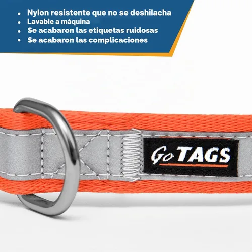 Vista 7 de GoTags Collar de perro personalizado reflectante, collar de seguridad Beige